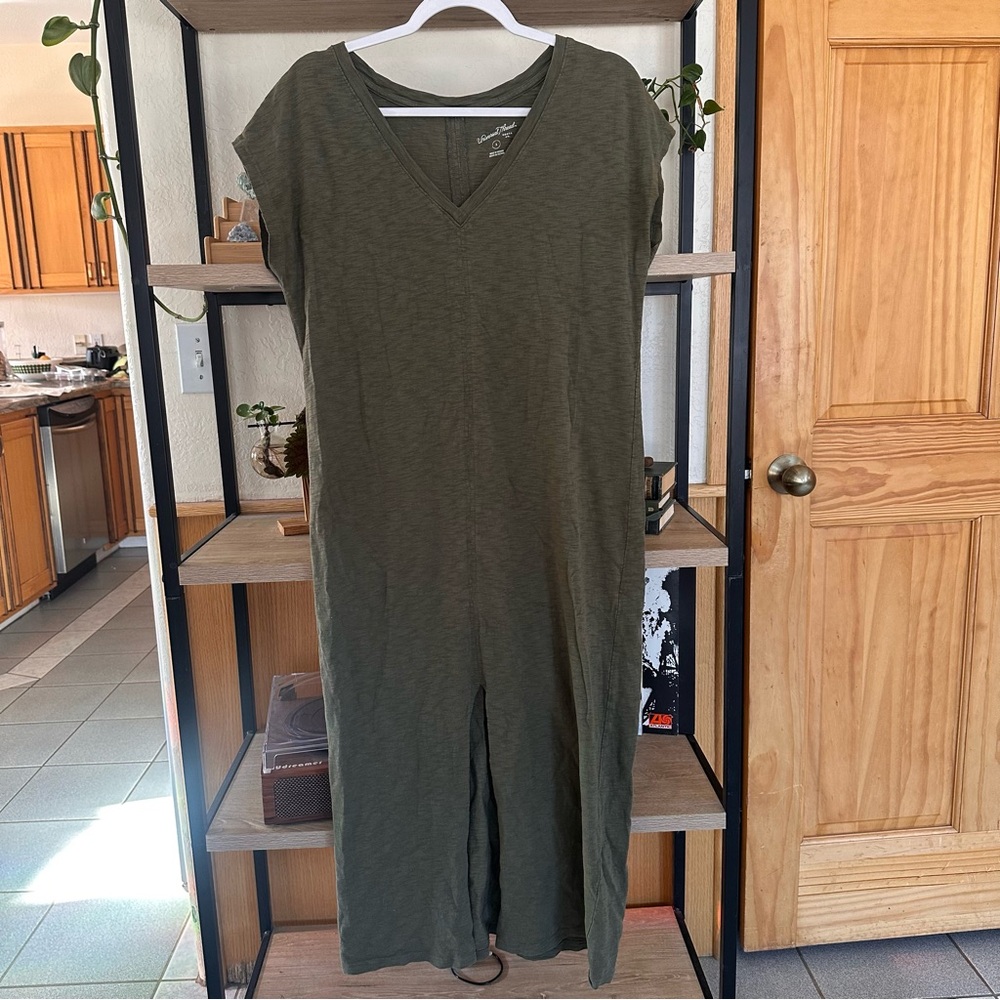 Olive Green V-Neck Maxi Dress